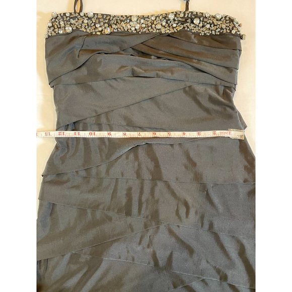 Twenty One Women Beaded Cocktail Halter Mini Dress Ruffle Layered Black Size M - Picture 5 of 8